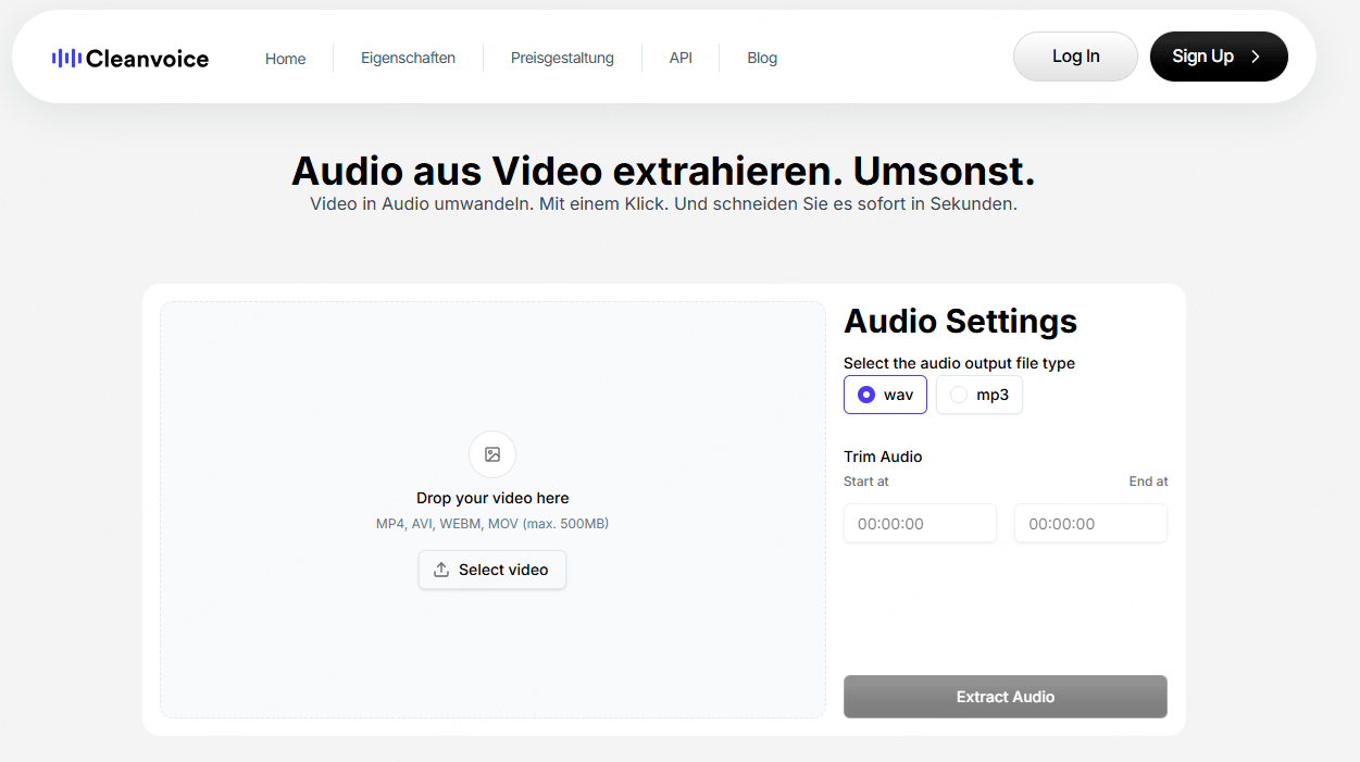 Cleanvoice Audio aus Video kostenlos extrahieren