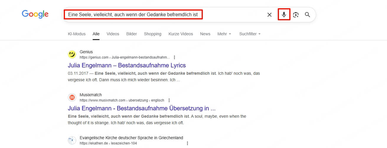 Musik erkennen online Google