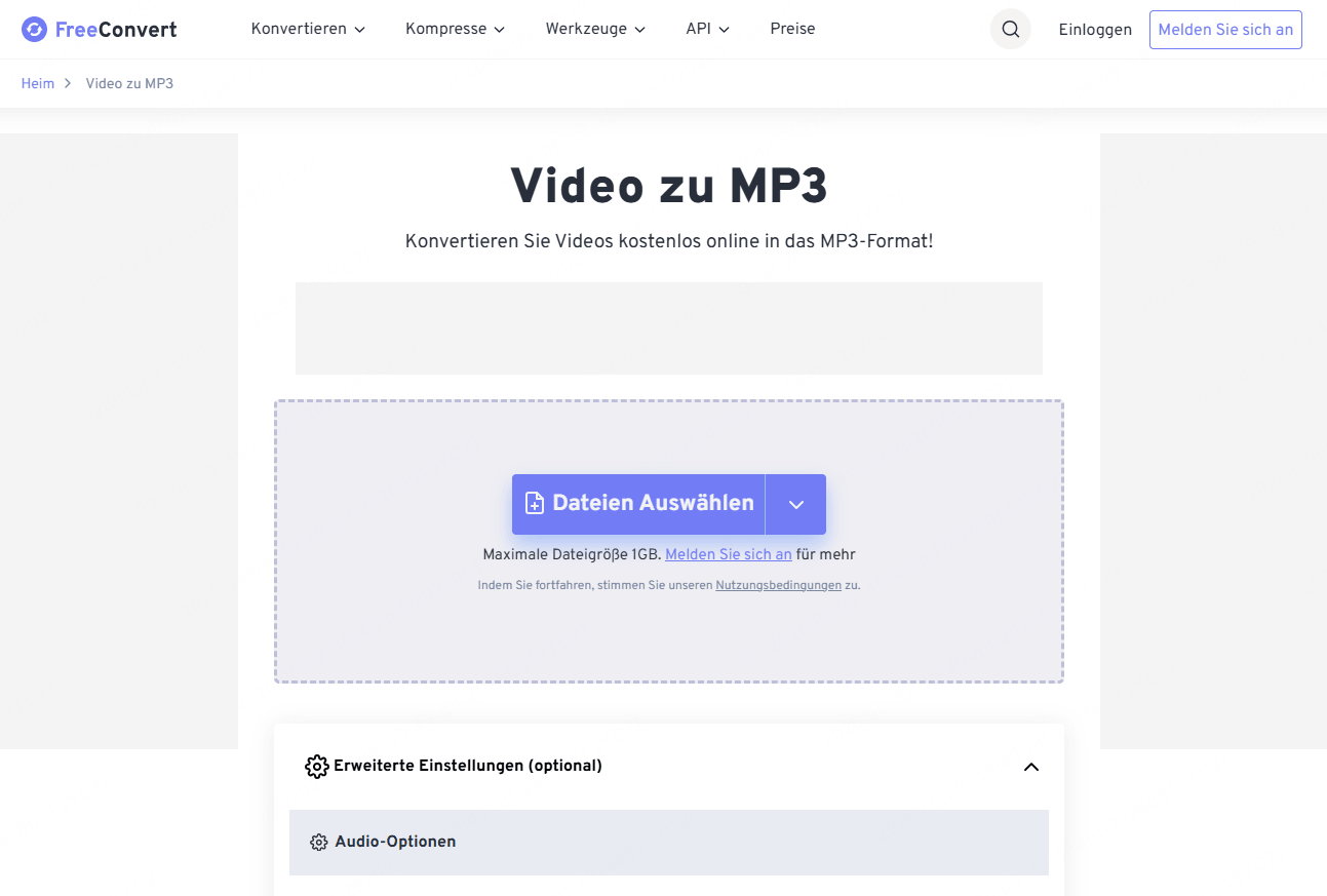 FreeConvert Video in MP3
