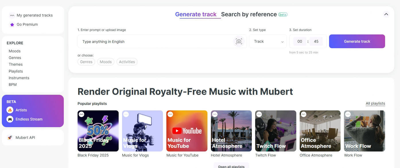 Mubert KI Weihnachtslied erstllen