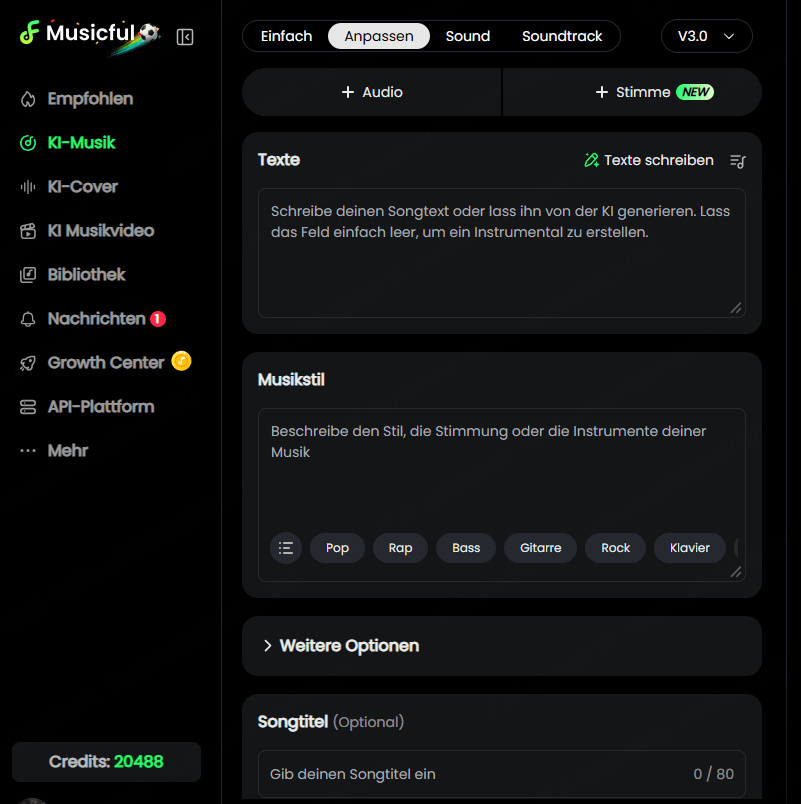 erstelle online songs mit Musicful