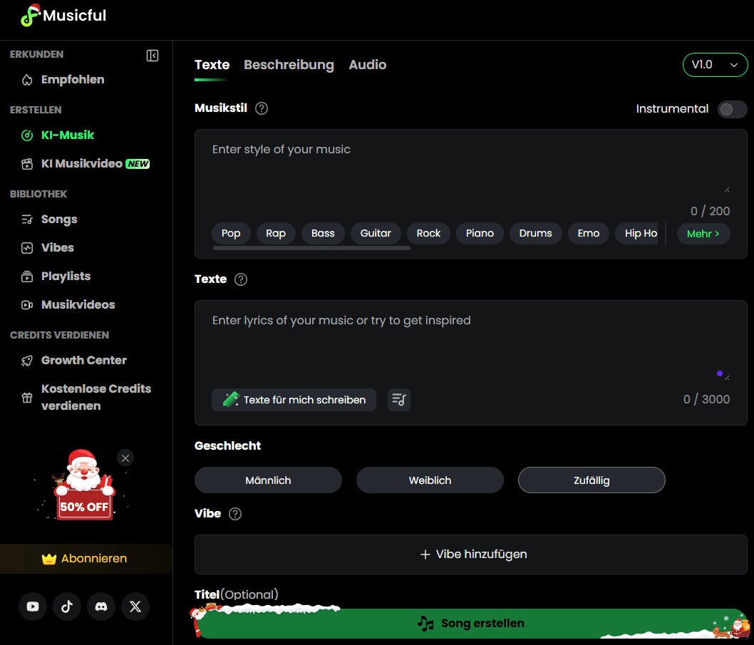 erstelle online songs mit Musicful