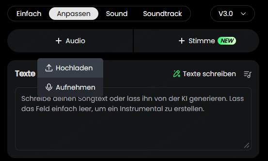 Audio für Jingle hochladen