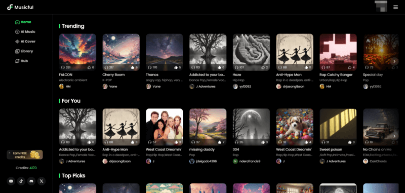 musicful KI-Musik-Oberfläche