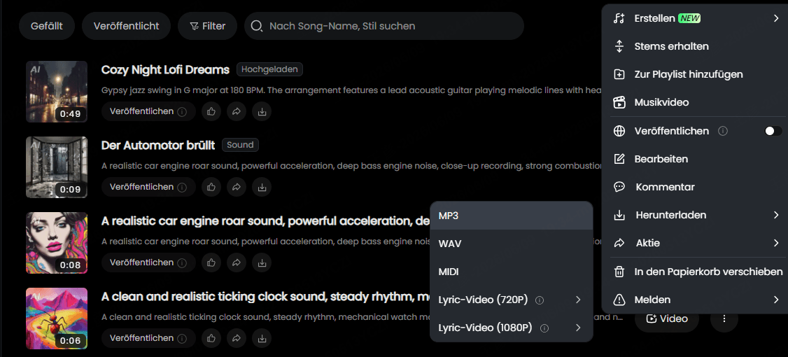 Musicful Videos in Audio umwandeln