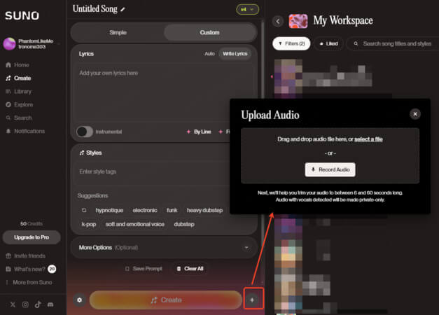 suno ai, musik durch summen erstellen
