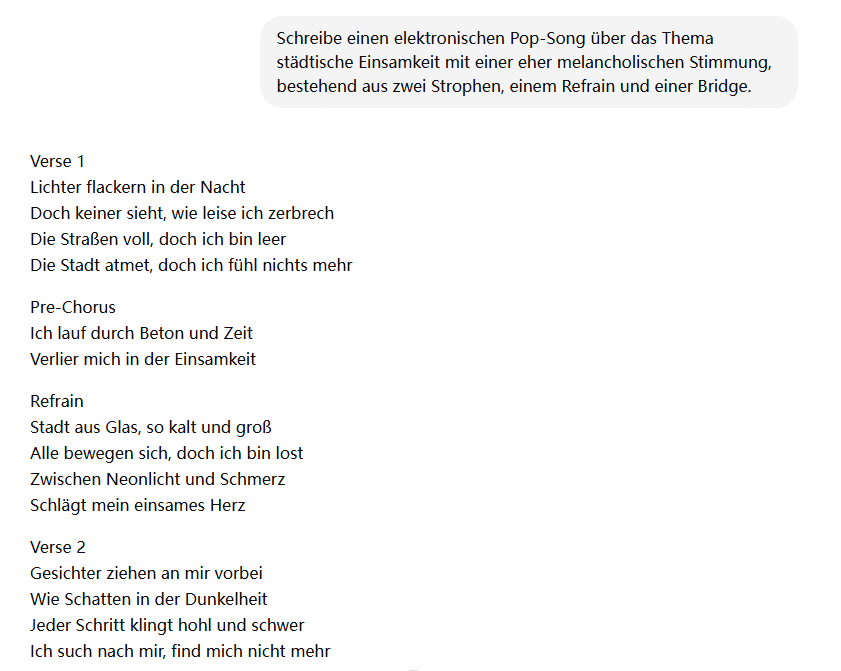 Gib einen Prompt in ChatGPT ein, um Songtexte zu generieren.