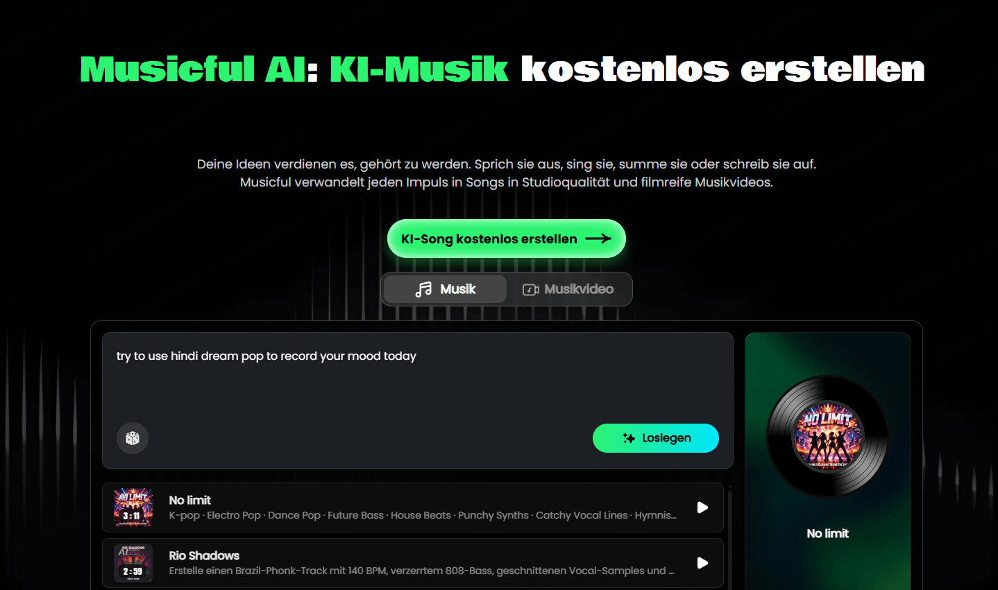 Musicful , Kostenloser KI-Musikgenerator