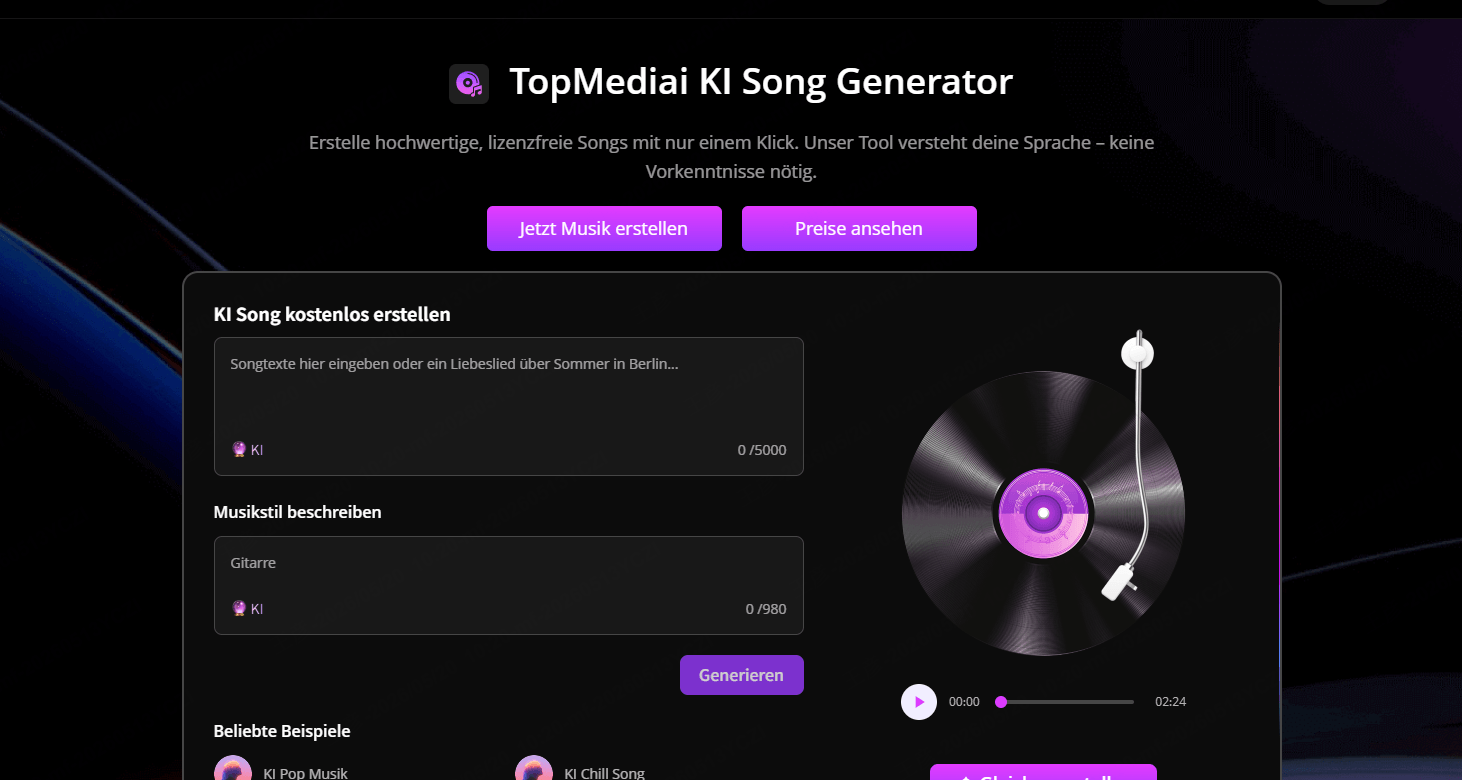 Topmediai KI Song Generator