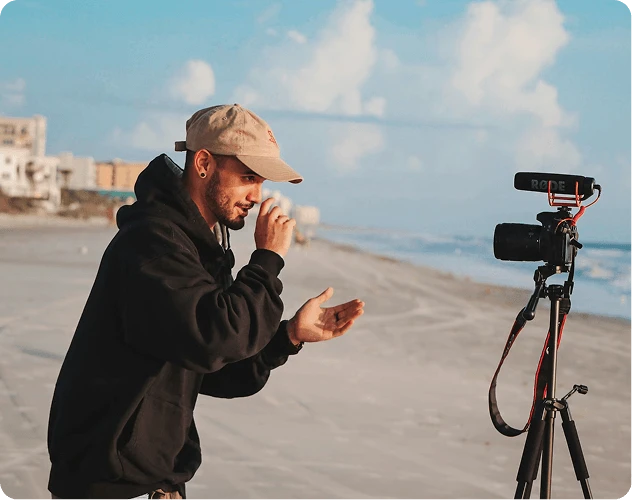 Placeholder: creator filming outdoors