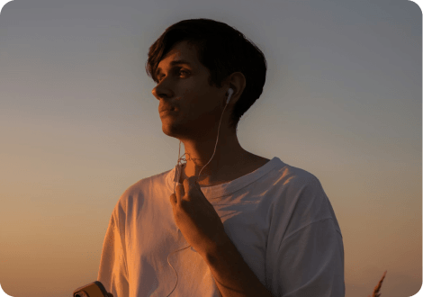 Placeholder: listener with headphones