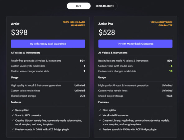 ace studio pricing