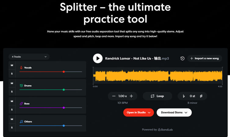 bandlab splitter free stem splitter