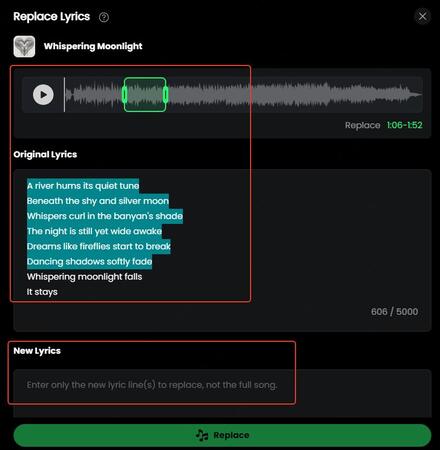 ai lyric changer replace lyrics step 2