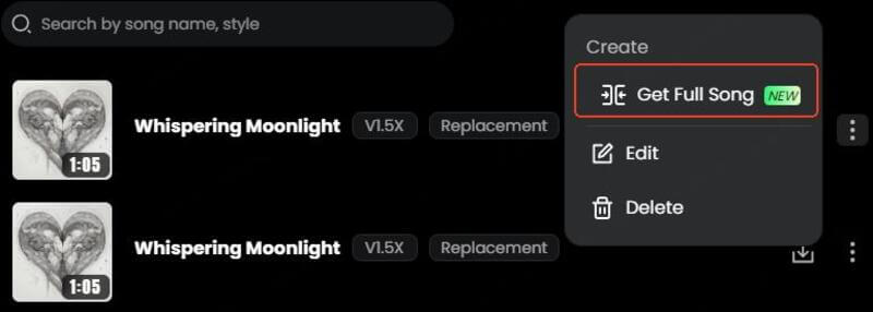 get full song ai track export