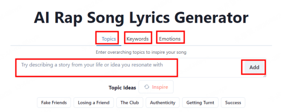 choose topics, keywords and emotions