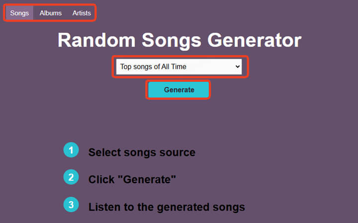 chosic random pop song generator