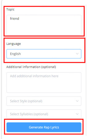 click generate rap lyrics