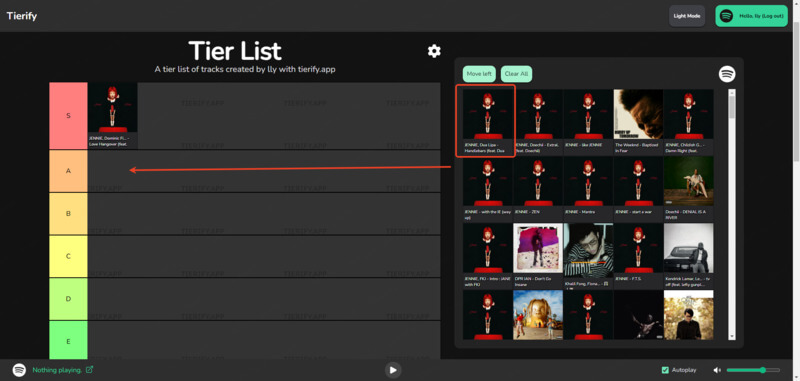 drag and drop them into tiers