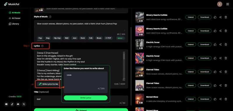 Enter your own lyrics