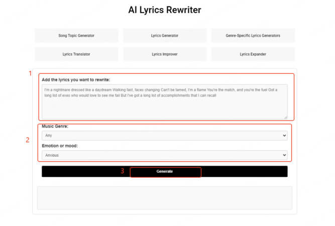 generate lyrics ai song rewriter