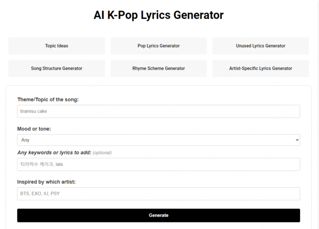 generate lyrics