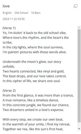 generate rap lyrics by love