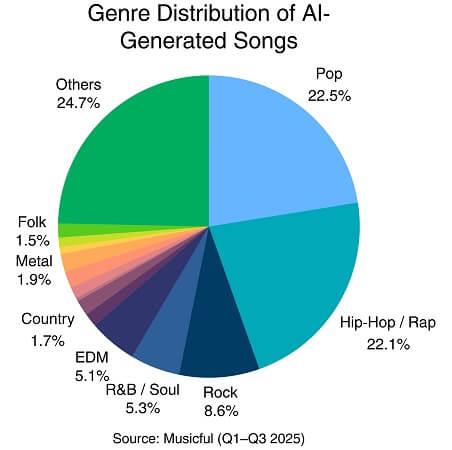 chart about genre distribution of ai songs