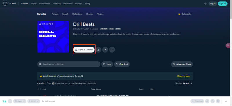 landr ai drill beat maker