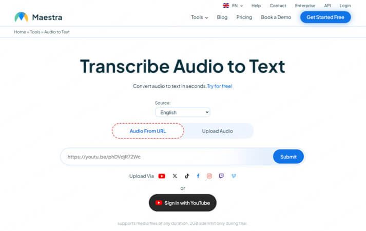 maestra transcribe song to lyrics