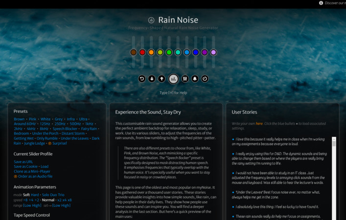 mynoise rain noise generator