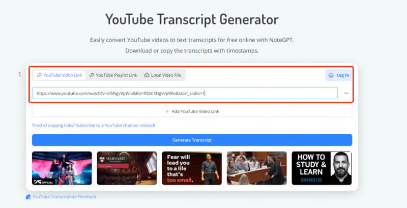 paste your youtube video link