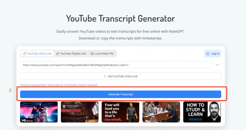 click transcribe