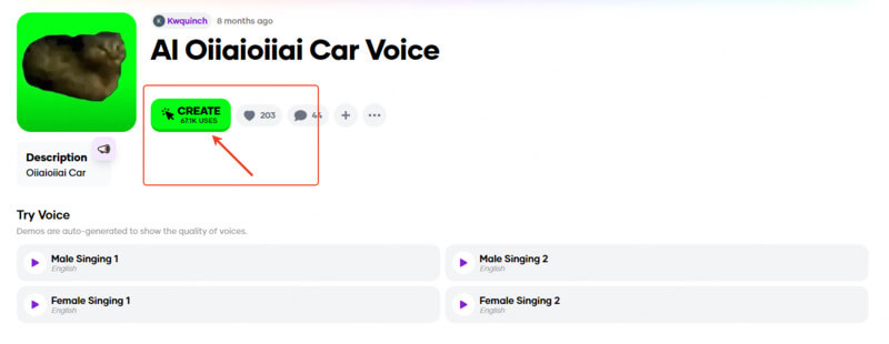 select the oiia cat voice model
