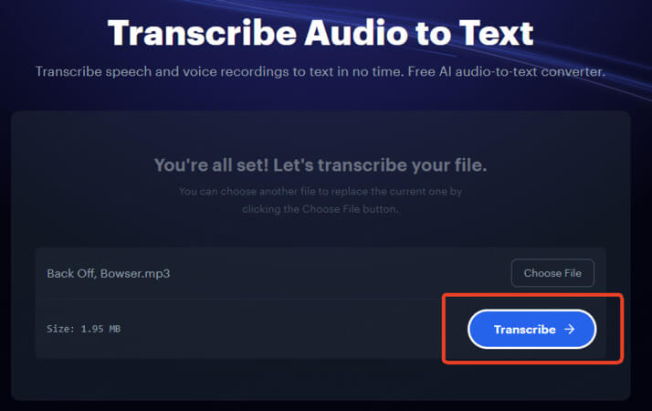 click transcribe