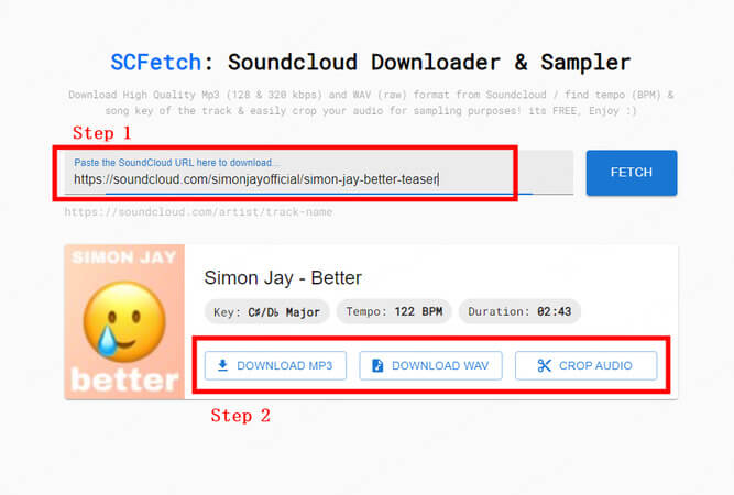 scfetch soundcloud song downloader wav