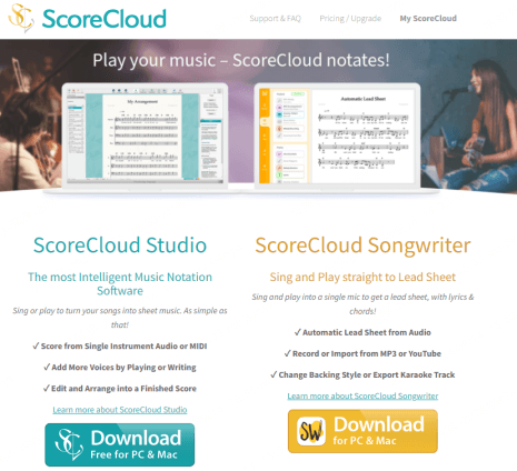 scorecloud free ai sheet music generator