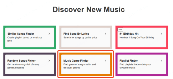 select music genre finder