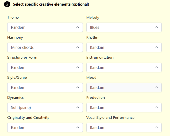 select specific creative elements