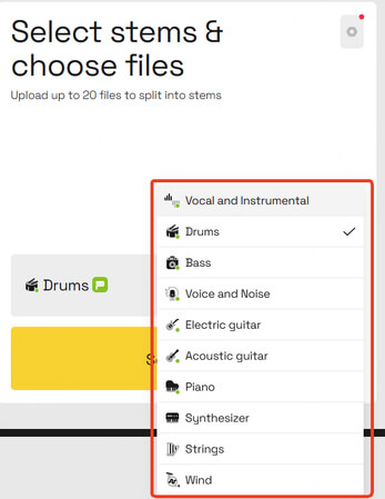 select the type of separation