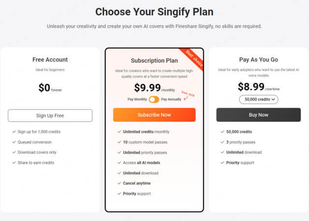 singify pricing