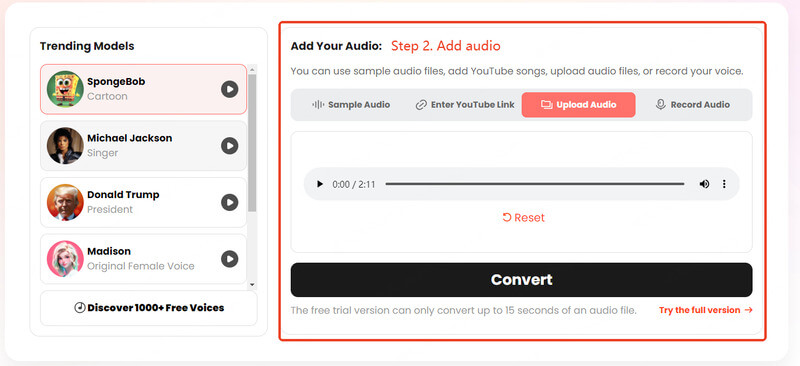 singify upload or record a song