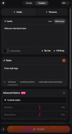 suno custom mode