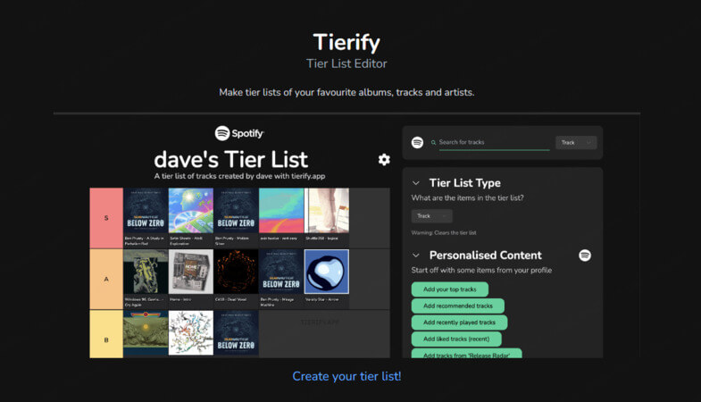 tierify music list maker