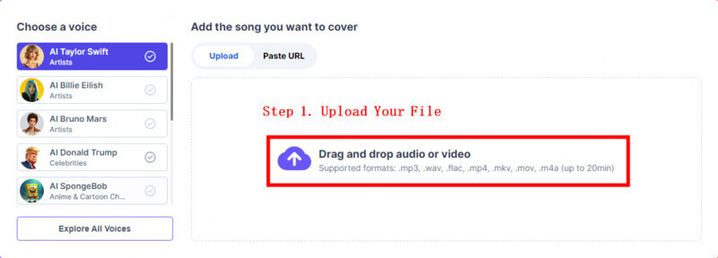 upload the audio track