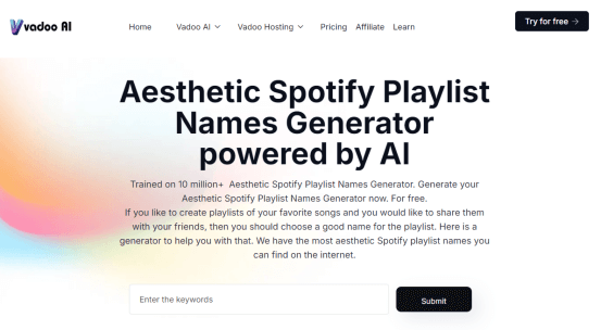 vadoo ai spotify playlist name generator