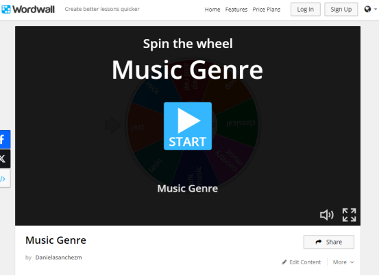 wordwall music genre generator