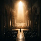 A majestic cinematic choir with soaring harmonies, powerful voices, and a sacred sense of rising into the light.