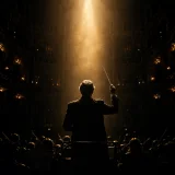 A sweeping cinematic orchestra with soaring strings, powerful brass, and a dramatic build toward an epic finale.