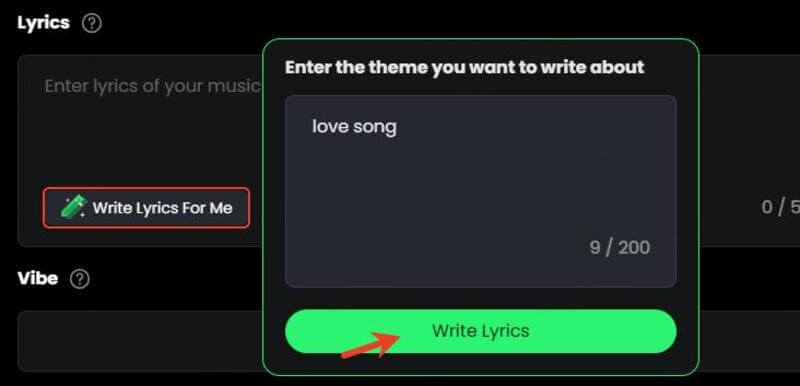 write lyrics for me guide page